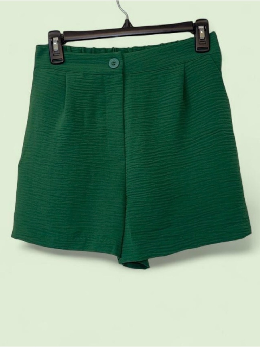 Zenana Outfitters Forest Green Textured High-Waist Shorts